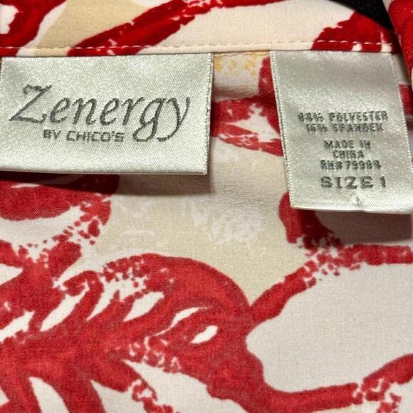 ZENERGY BY CHICO’S Artsy Bold Colorful Floral Lightweight Jacket Size Medium - Picture 7 of 7